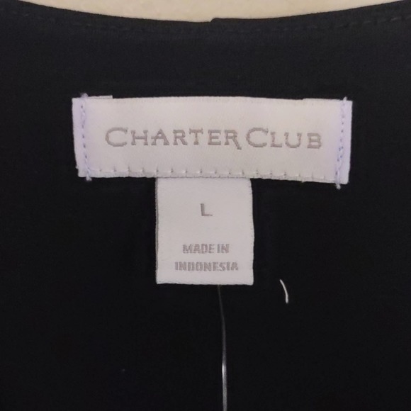 Charter Club Knit Cap Sleeve Crossover Dress Black Large - Picture 7 of 10